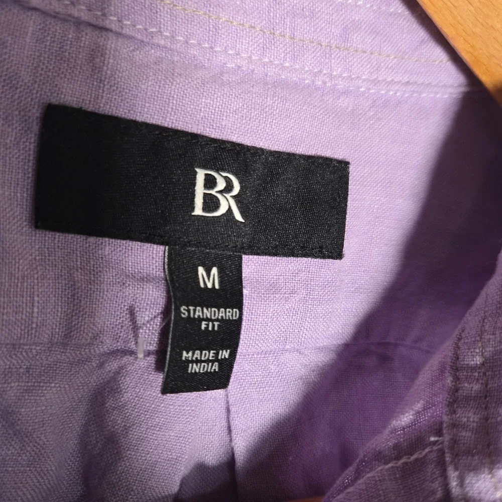 Banana Republic Linen Button Down Shirt Mens Medium Purple Standard Fit Resort